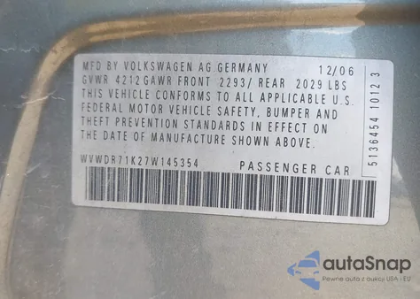 2007 Volkswagen Rabbit 4-Door from USA, damaged, VIN WVWDR71K27W145354